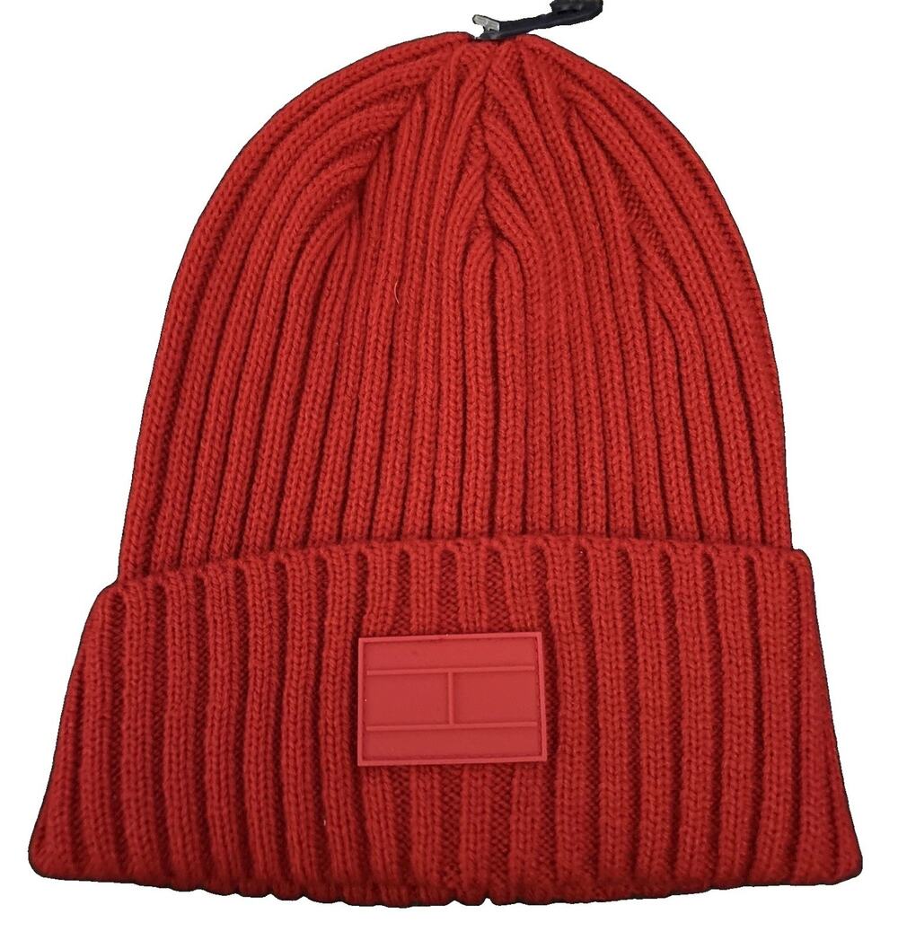 Tommy Hilfiger Ribbed Knit Cuffed Beanie Apple Red One Size New With Tags!
